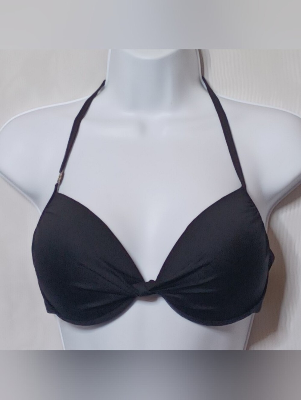 Victoria's Secret Black Halter Push-Up Bikini Top. Size 34D